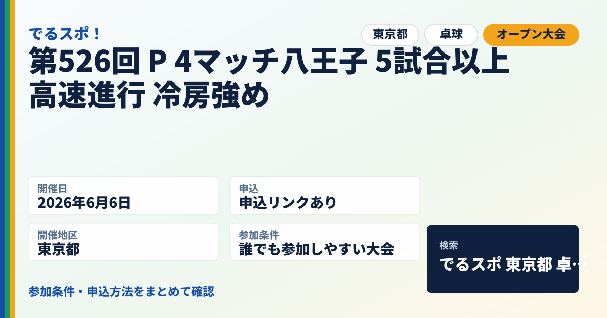第526回 P 4マッチ八王子 5試合以上 高速進行 冷房強め