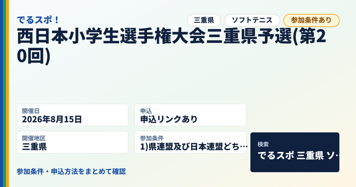 西日本小学生選手権大会三重県予選(第20回)