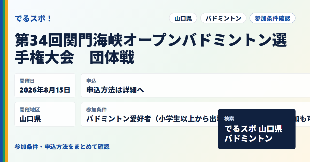 第34回関門海峡オープンバドミントン選手権大会　団体戦