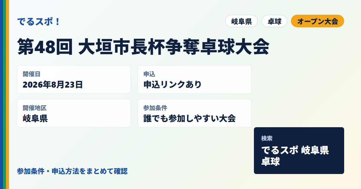 第48回 大垣市長杯争奪卓球大会
