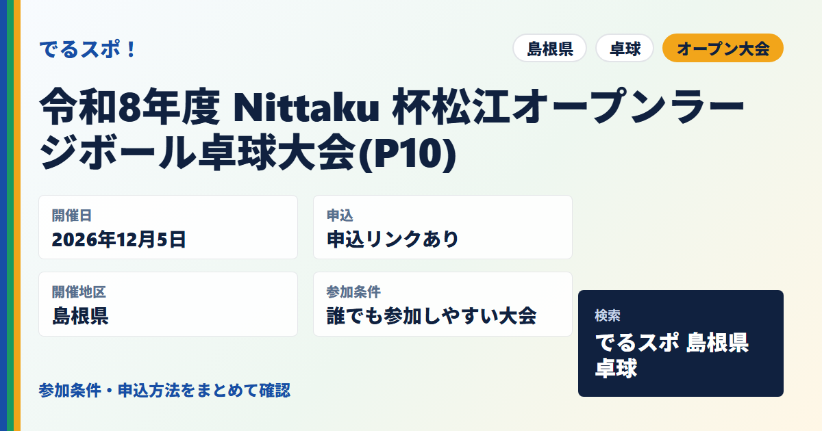 令和8年度 Nittaku 杯松江オープンラージボール卓球大会(P10)