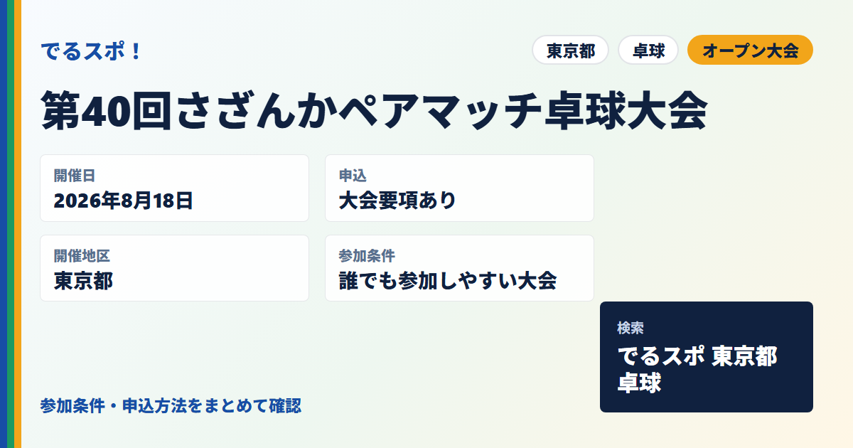 第40回さざんかペアマッチ卓球大会