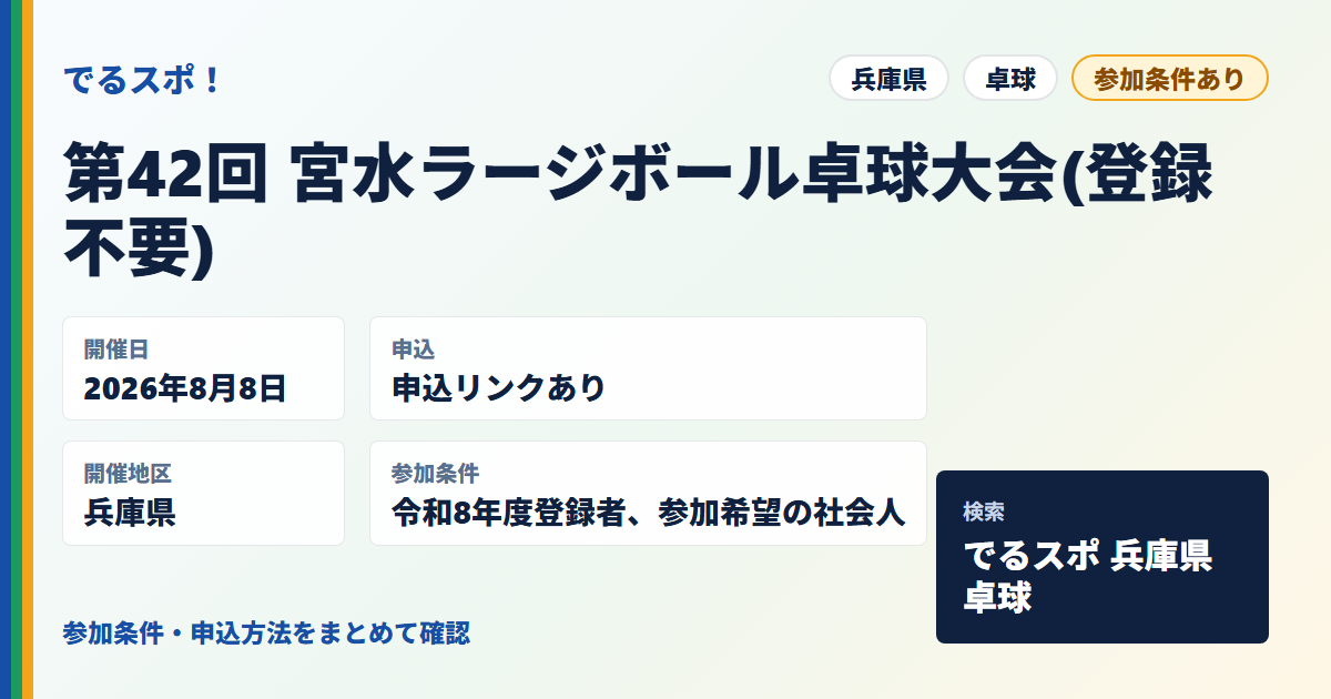 第42回 宮水ラージボール卓球大会(登録不要)