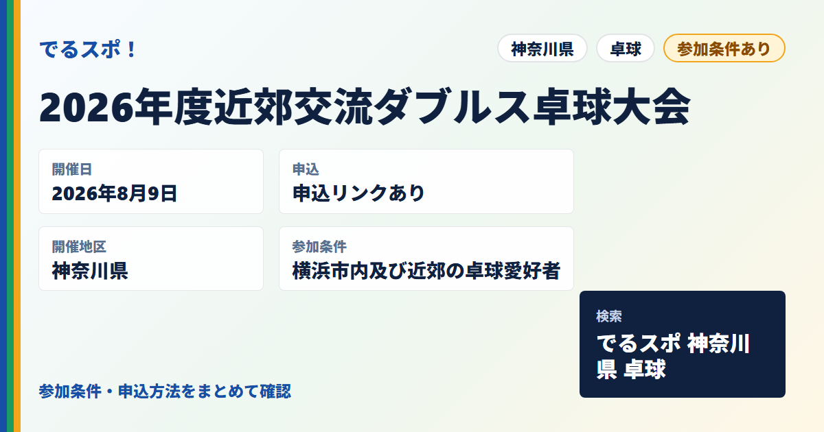 2026年度近郊交流ダブルス卓球大会