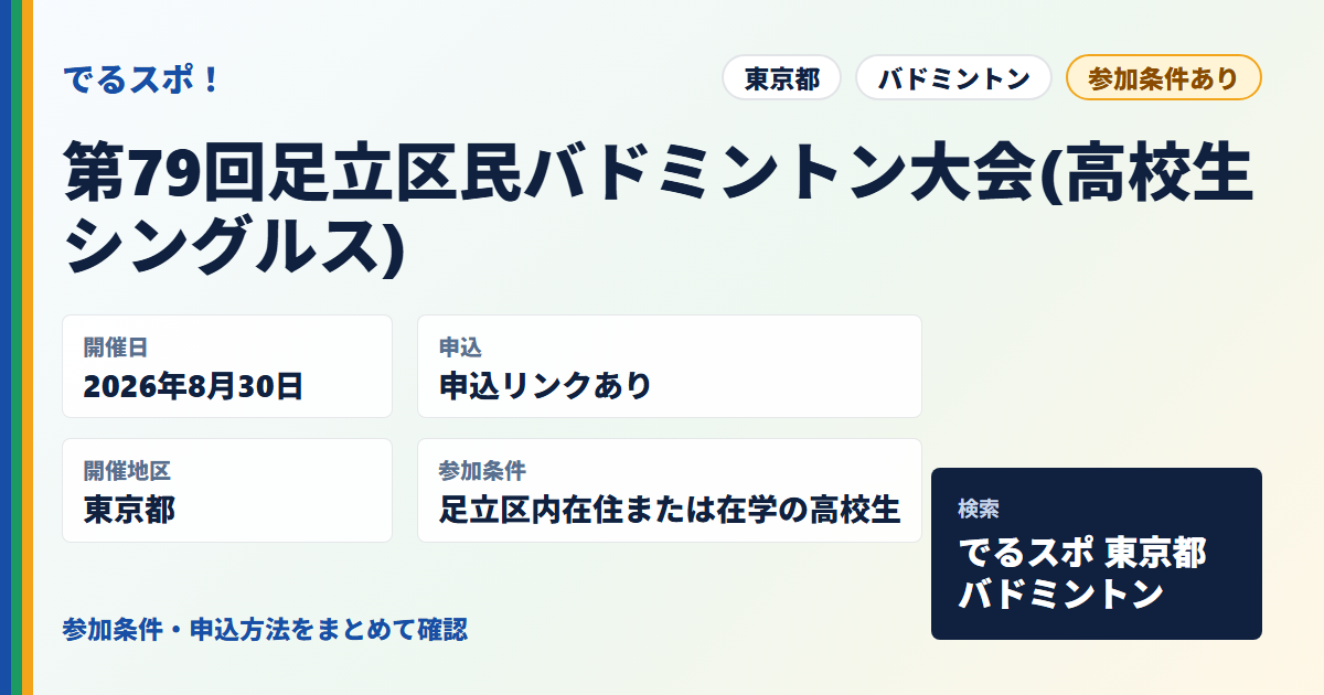 第79回足立区民バドミントン大会(高校生シングルス)