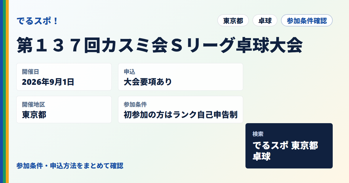 第１３７回カスミ会Ｓリーグ卓球大会