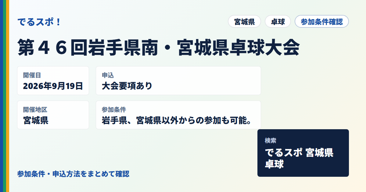 第４６回岩手県南・宮城県卓球大会