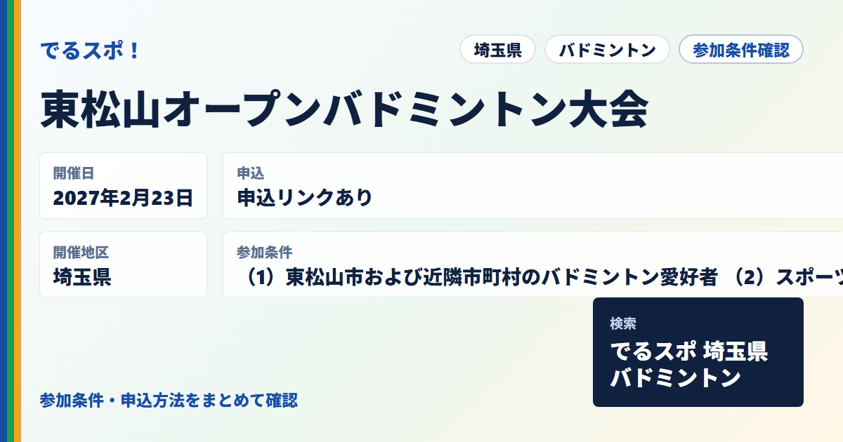 東松山オープンバドミントン大会