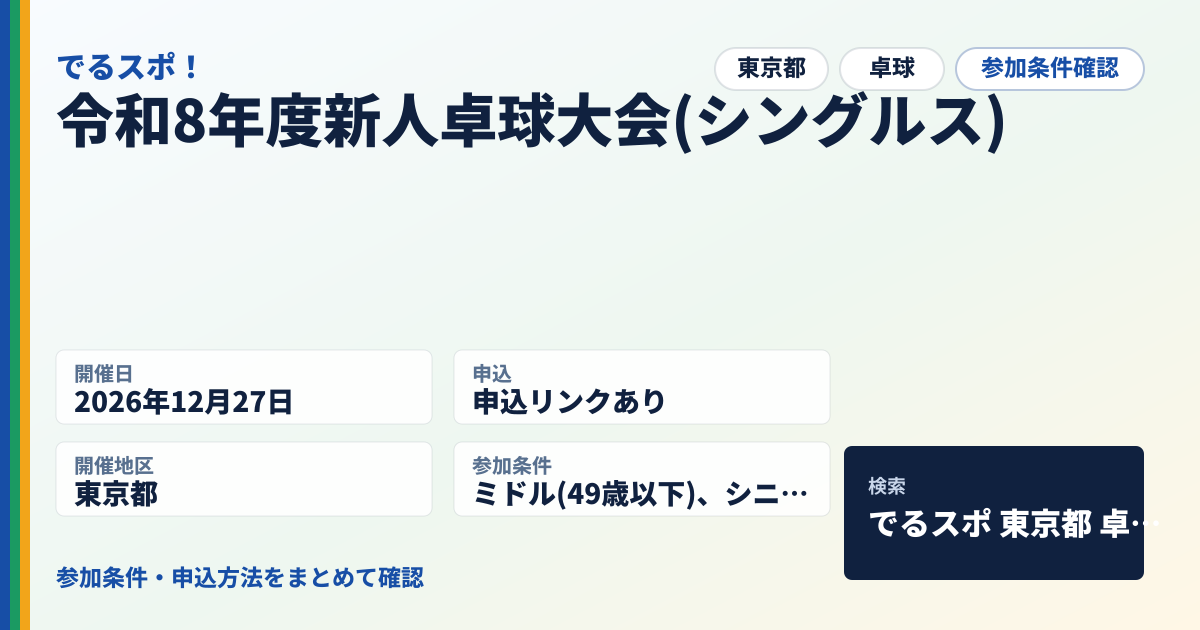 令和8年度新人卓球大会(シングルス)