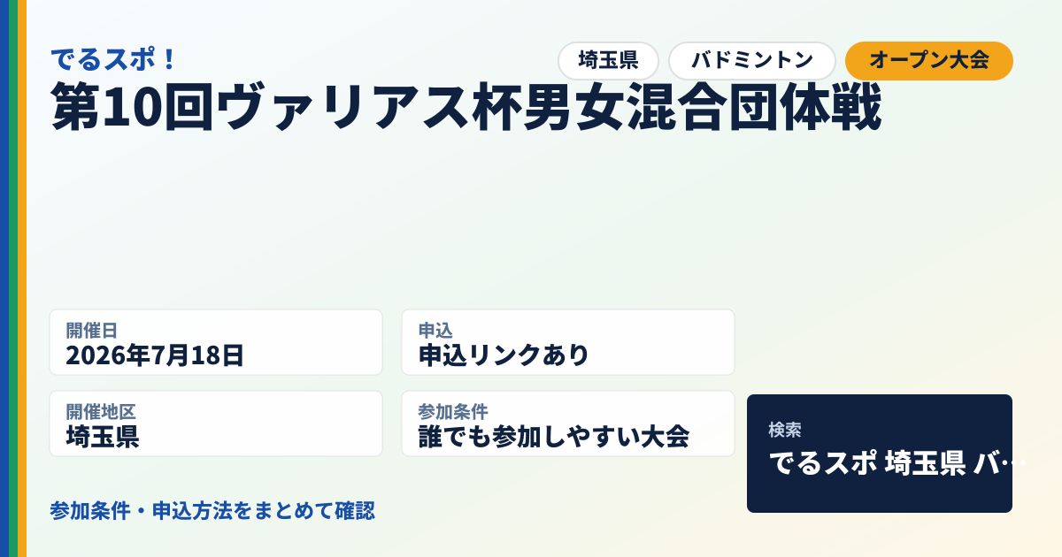 第10回ヴァリアス杯男女混合団体戦