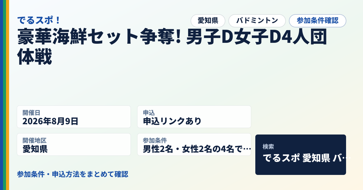 豪華海鮮セット争奪! 男子D女子D4人団体戦