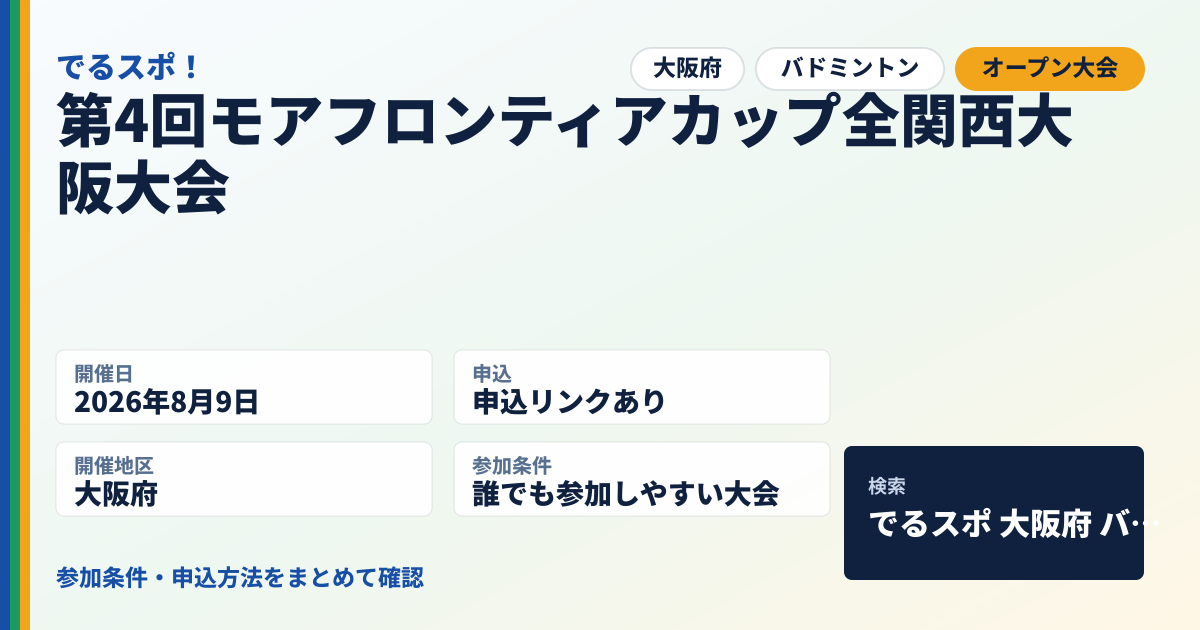 第4回モアフロンティアカップ全関西大阪大会