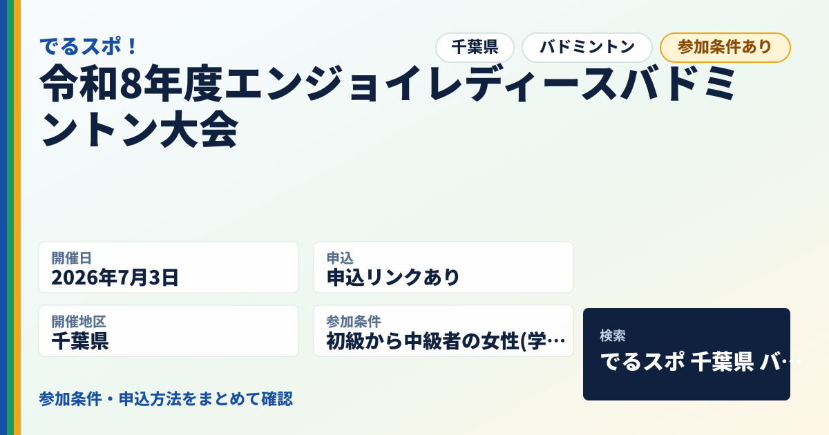 令和8年度エンジョイレディースバドミントン大会