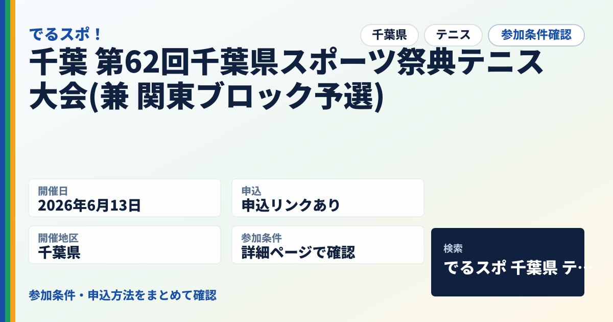 千葉 第62回千葉県スポーツ祭典テニス大会(兼 関東ブロック予選)