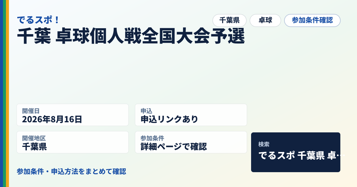千葉 卓球個人戦全国大会予選