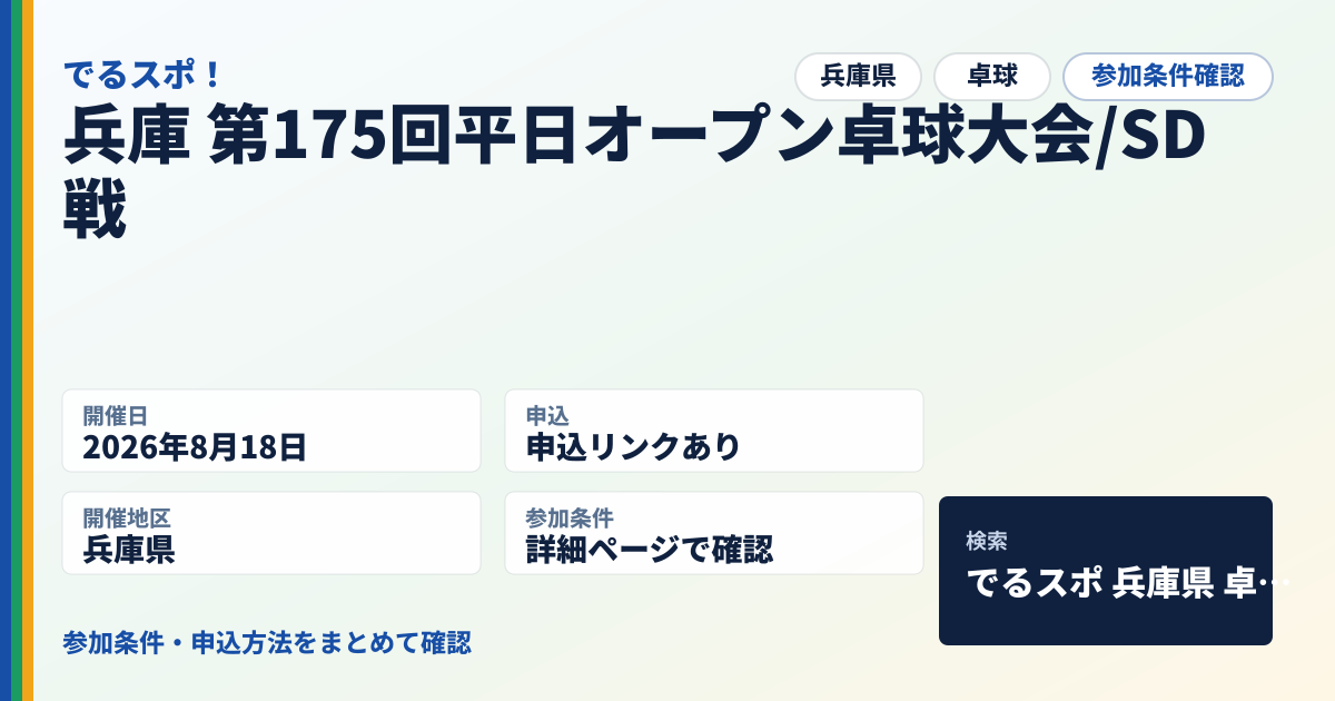 兵庫 第175回平日オープン卓球大会/SD戦