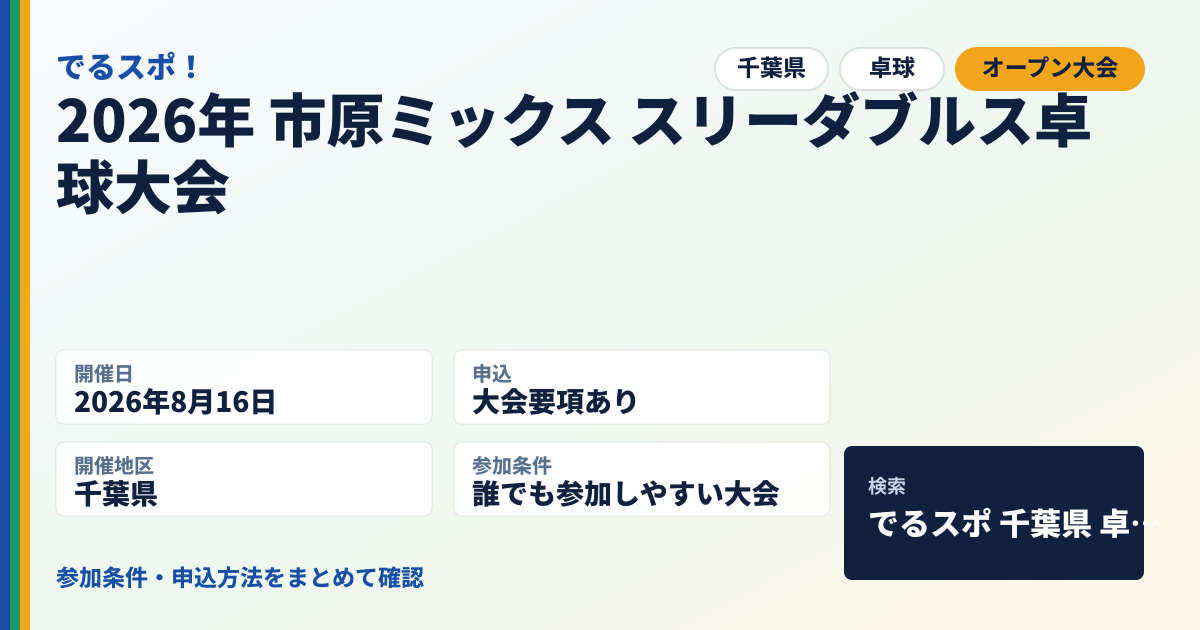 2026年 市原ミックス スリーダブルス卓球大会