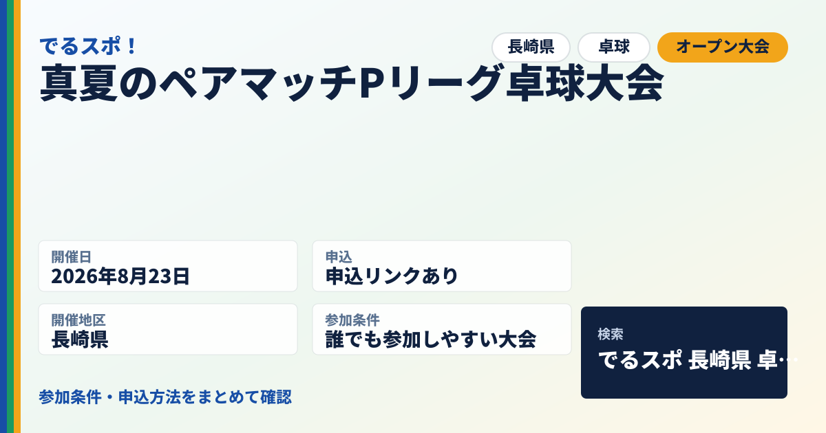 真夏のペアマッチPリーグ卓球大会