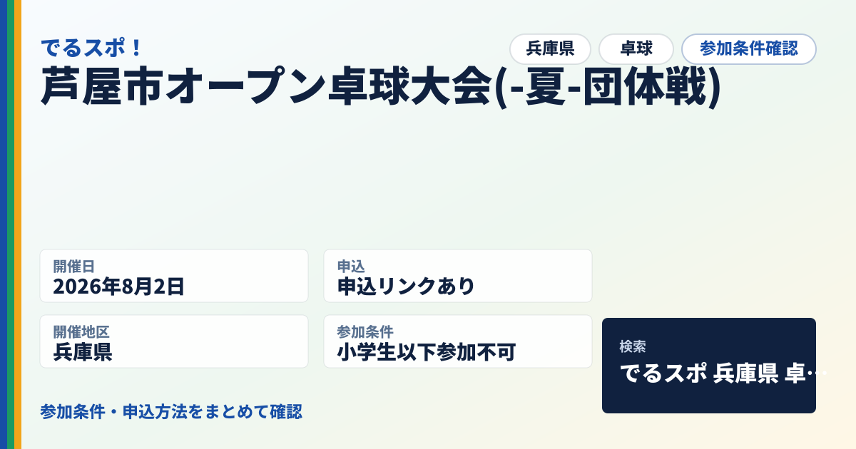 芦屋市オープン卓球大会(-夏-団体戦)