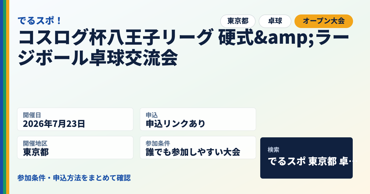 コスログ杯八王子リーグ 硬式&ラージボール卓球交流会