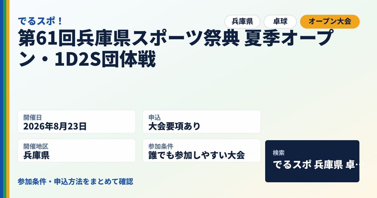 第61回兵庫県スポーツ祭典 夏季オープン・1D2S団体戦