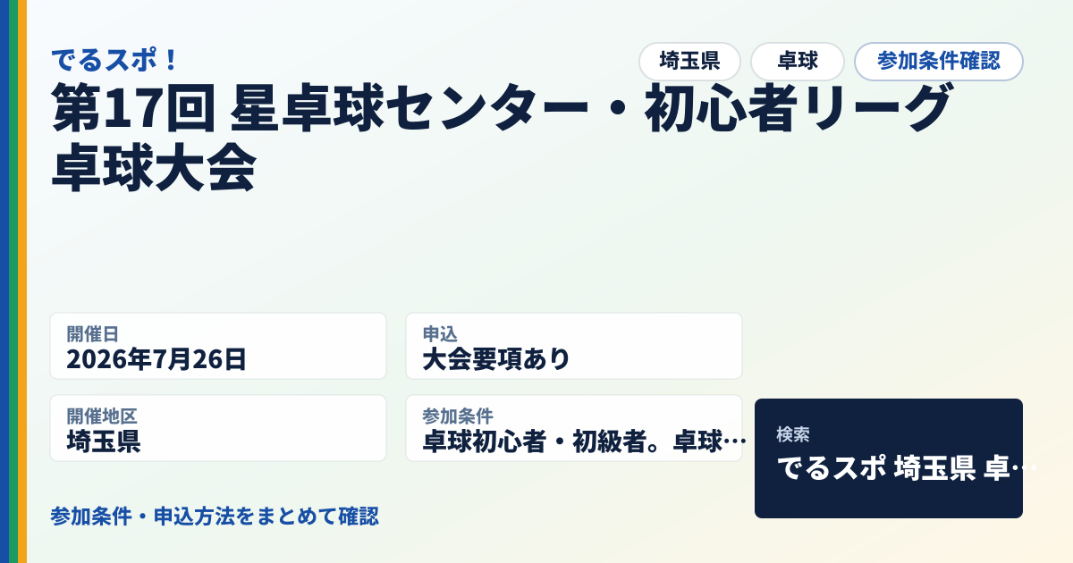 第17回 星卓球センター・初心者リーグ卓球大会