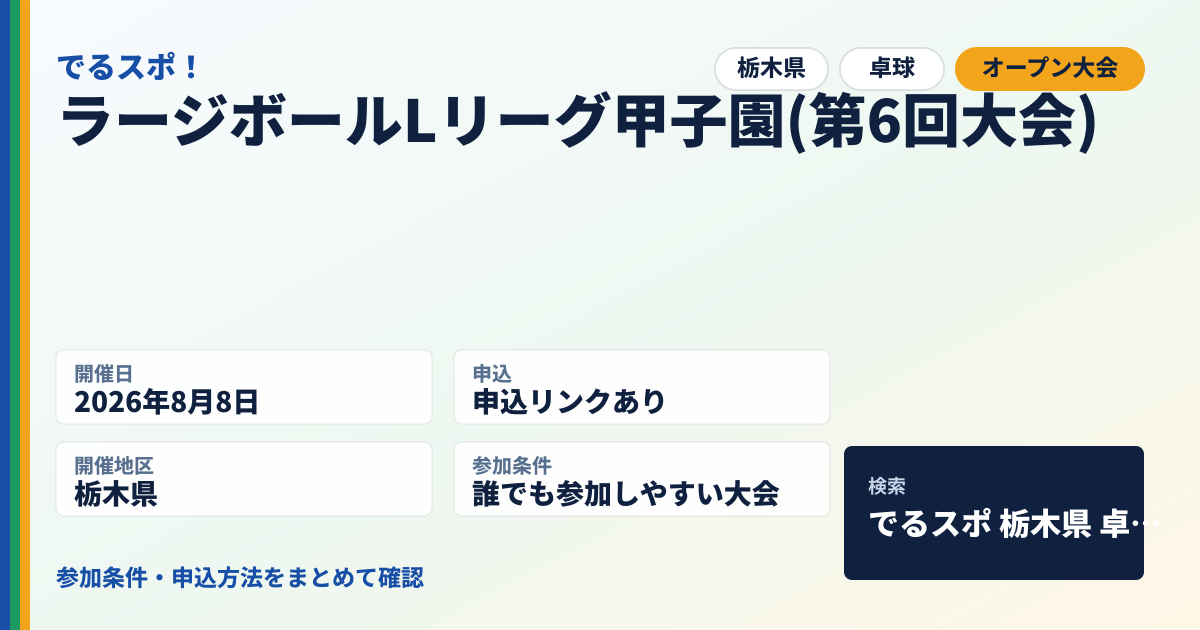 ラージボールLリーグ甲子園(第6回大会)