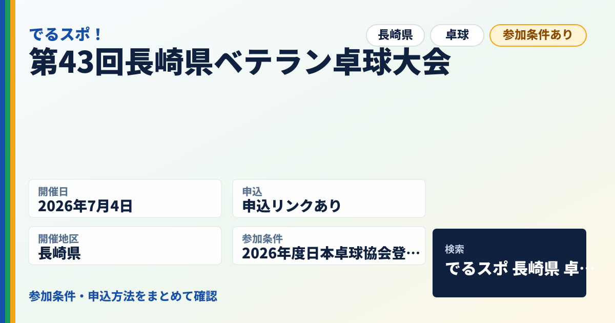 第43回長崎県ベテラン卓球大会