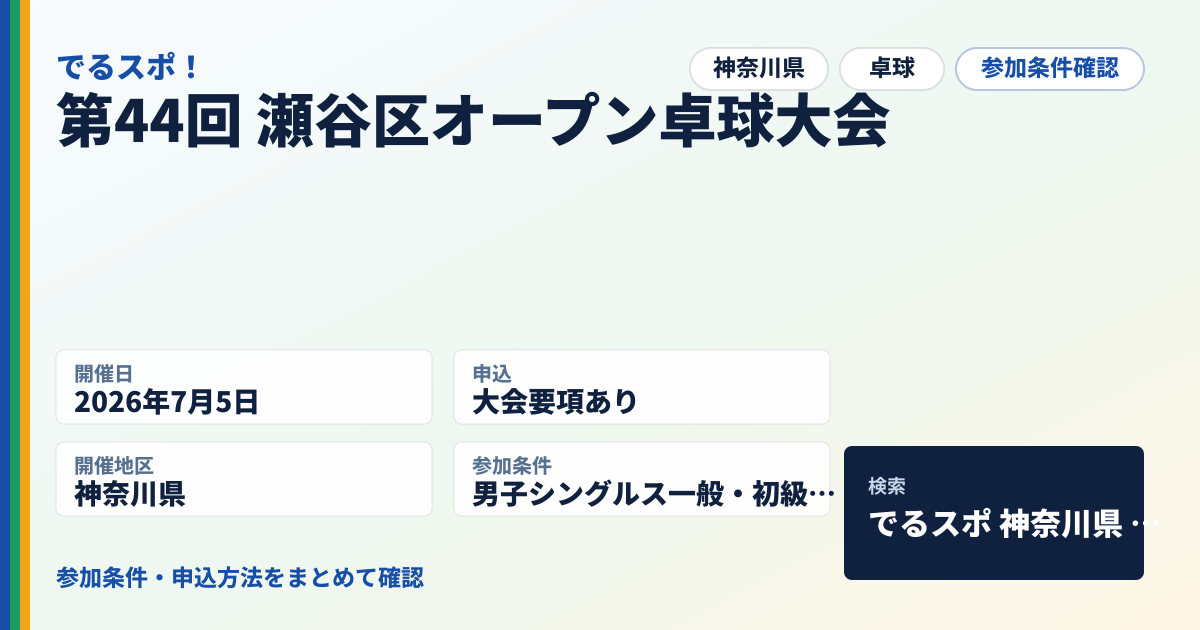 第44回 瀬谷区オープン卓球大会