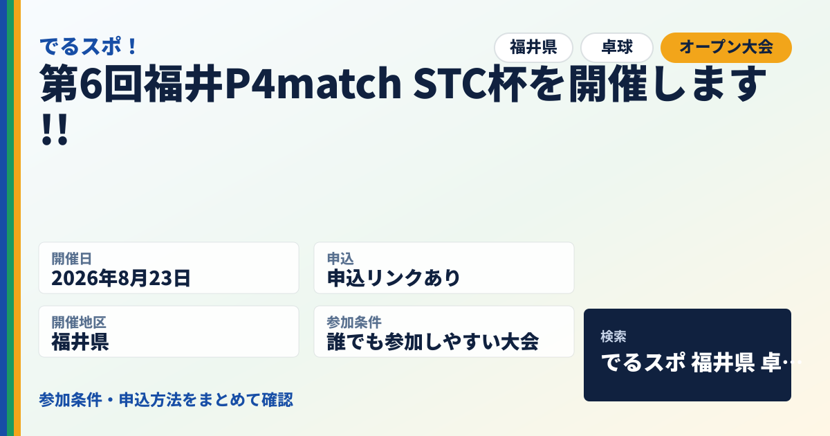 第6回福井P4match STC杯を開催します!!