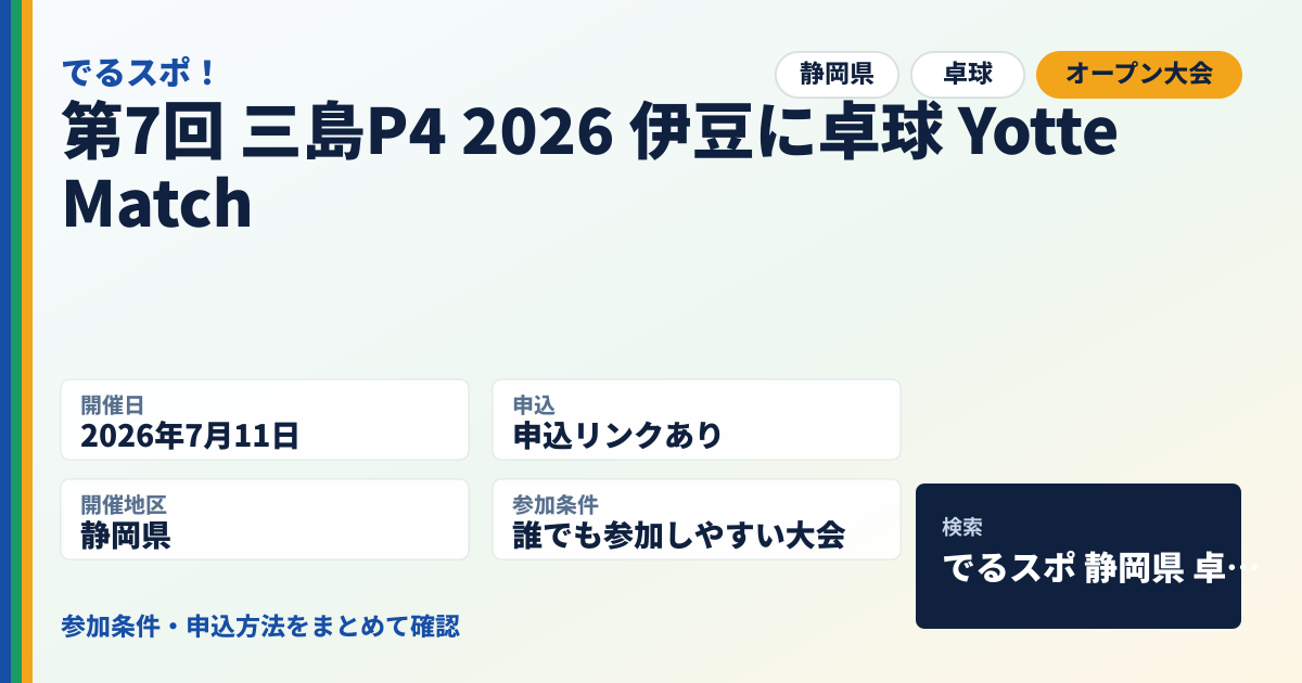 第7回 三島P4 2026 伊豆に卓球 Yotte Match