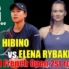 2021全仏オープンテニス(フレンチオープン)女子シングルス2回戦 日比野菜緒vsエレナ・リバキナ