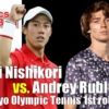 東京五輪テニス 男子シングルス1回戦　錦織圭 vs A.ルブレフ