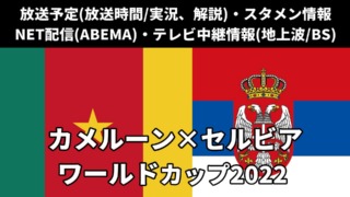 【カメルーン 対 セルビア】W杯 放送予定(解説)・テレビ地上波/BS中継/ライブ配信・スタメンは？順位表など