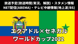 【エクアドル対 セネガル戦】W杯 放送予定(解説)・テレビ地上波/BS中継/ライブ配信・スタメンは？順位表など