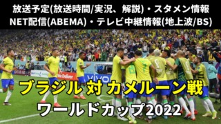 サッカーカメルーン代表 対 ブラジル代表戦のテレビ放送/ネット配信など生中継(ライブ配信)の放送時間や実況解説・出場メンバー・順位表