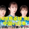 中国vs日本】女子団体・世界卓球2024試合予定(開始時間)・結果速報・放送予定(テレビ/ネット配信)