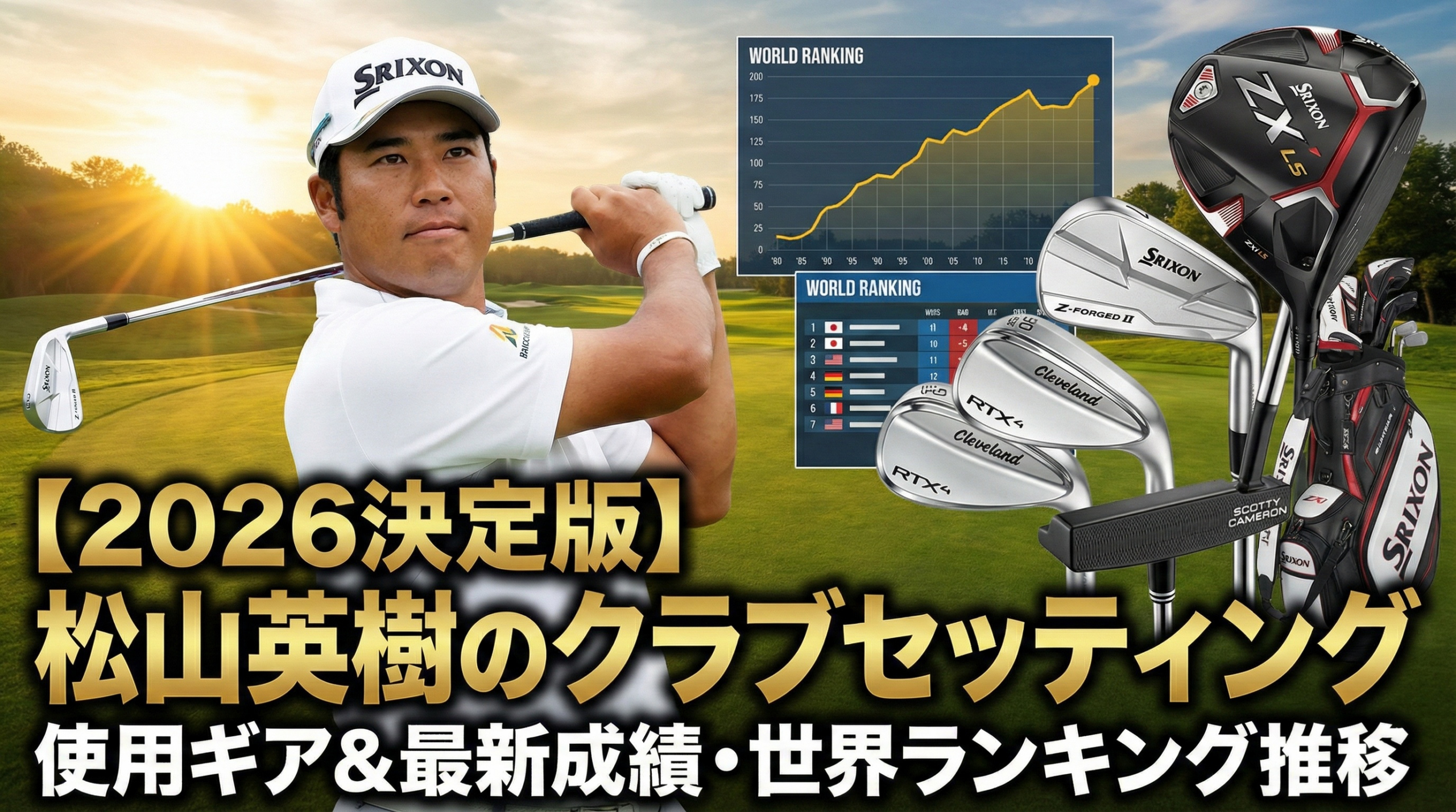 松山英樹 2026決定版 クラブセッティング（使用ギア）と最新成績・世界ランキング推移 ヘッダー画像