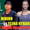 【日比野菜緒vs E.リバキナ】女子シングルス2回戦 2021全仏オープンテニスのテレビ放